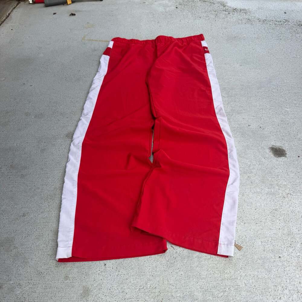 Nike Red And White Side Stripe Nylon Athletic Track Pants
